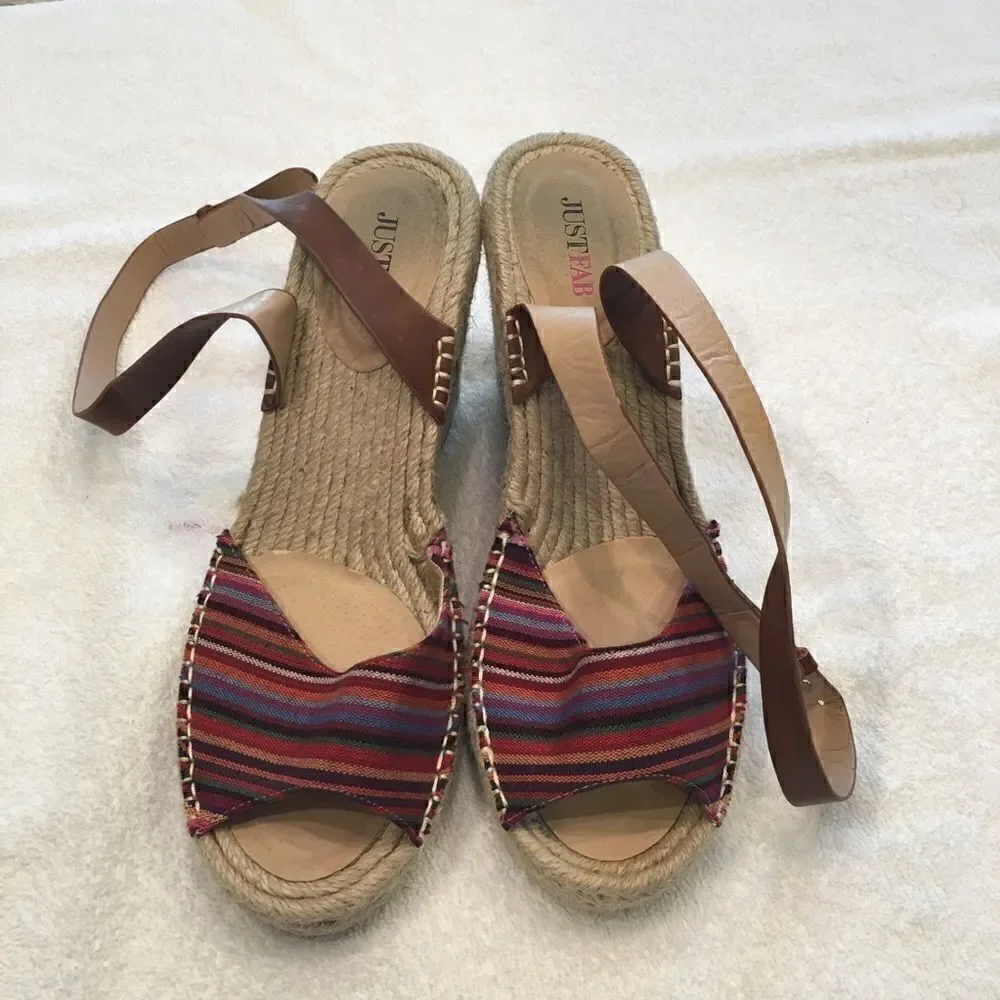 Just Fab Laura sandal size 10 rainbow brown strap